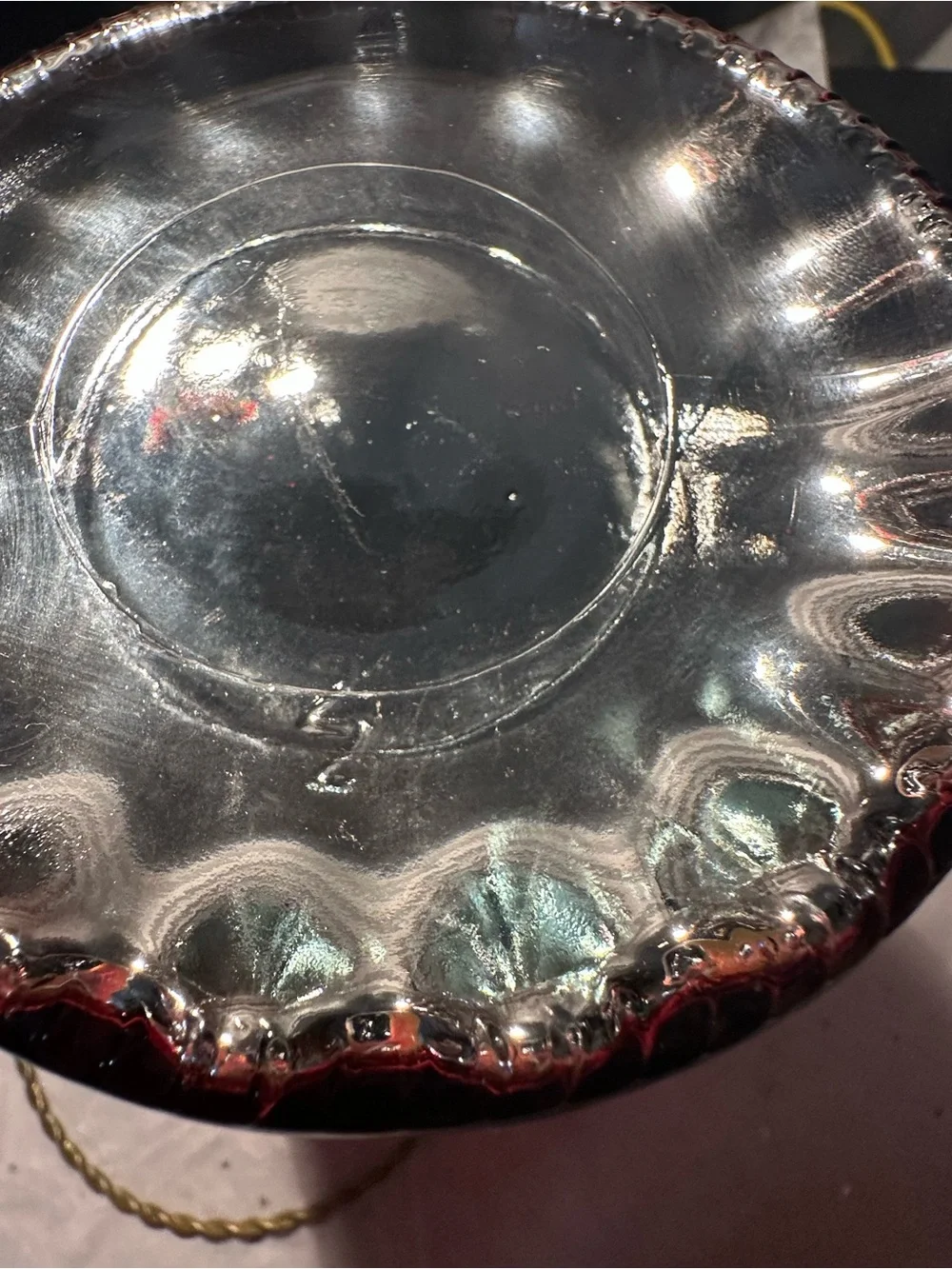 Red Glass Lantern Vase with Handle - Unbranded